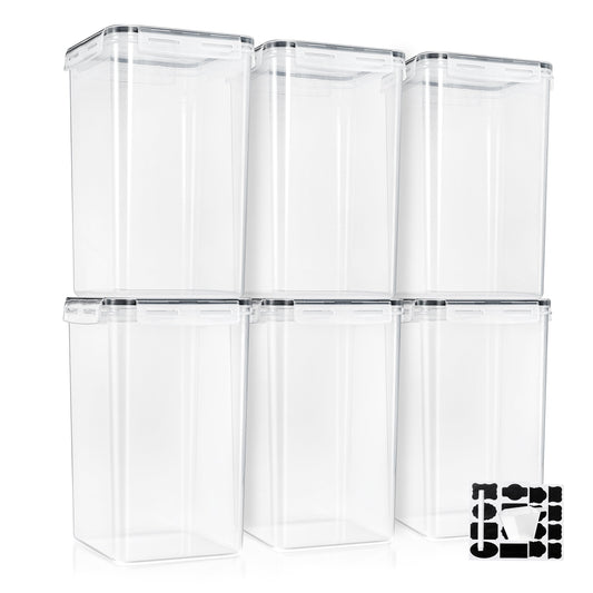 Sorbus Paquete de 6 Contenedores HermÃ©ticos para Almacenamiento de Alimentos de 6.5 L con Cucharas Medidoras y Etiquetas