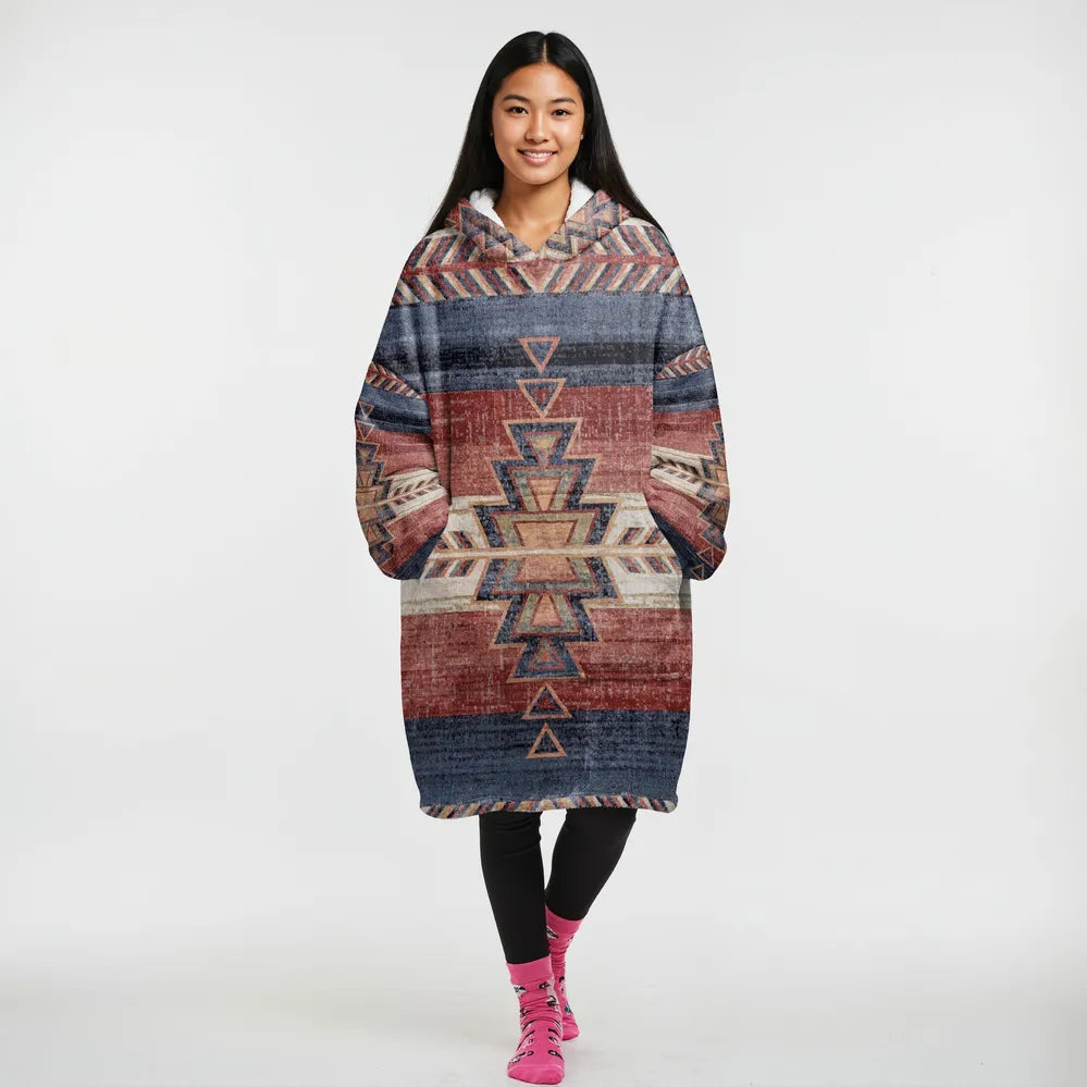 Southwestern Spirit Oversized Sherpa Hooded Blanke