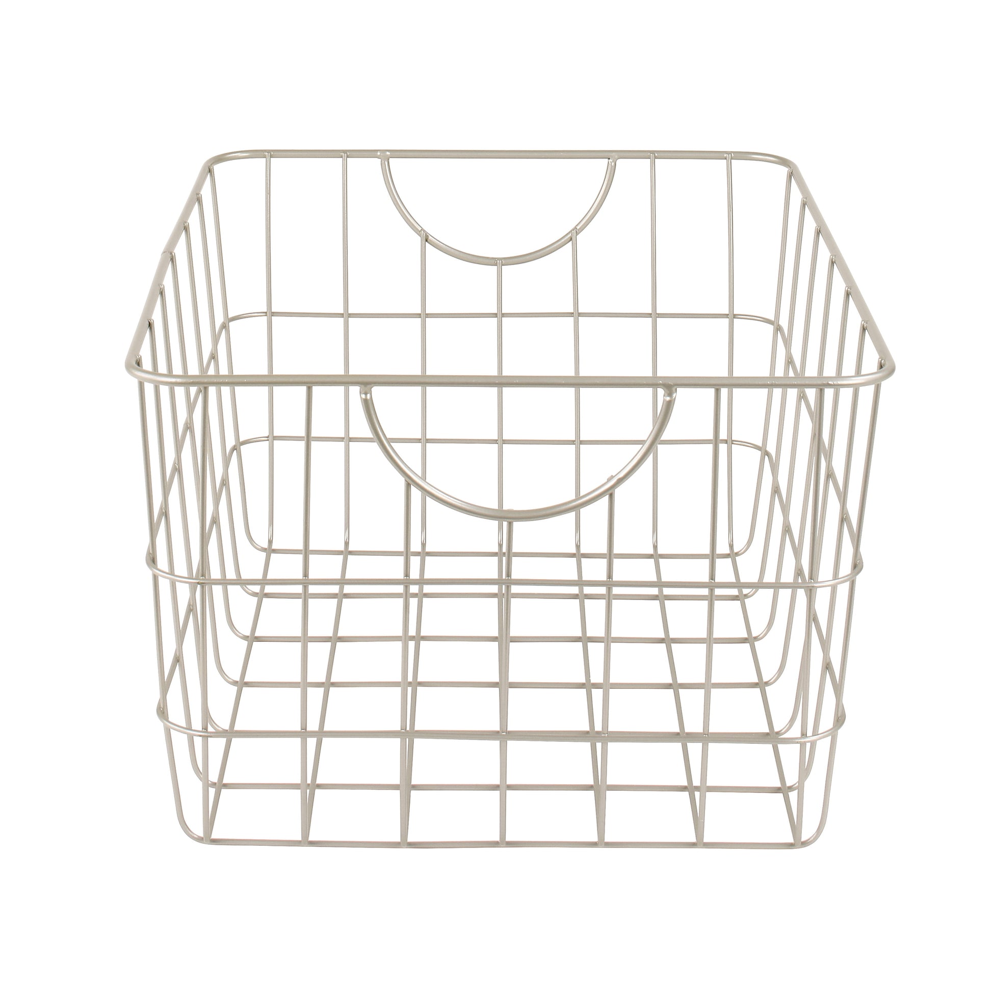 Spectrum Diversified Steel Utility Wire Storage Basket with Curved Easy Grab Handles, Satin Nickel