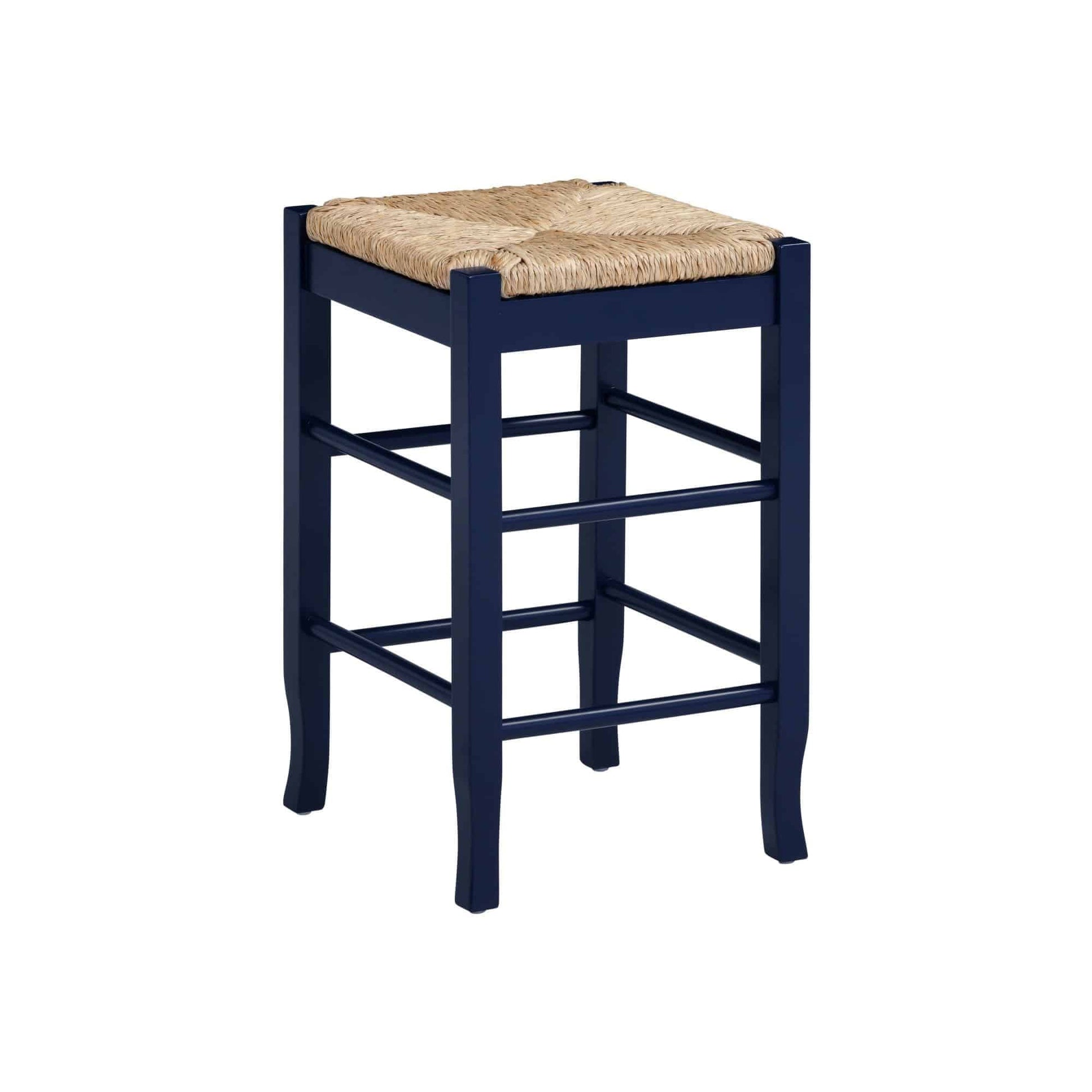 Square Rush Backless Counter Stool â€“Â Navy Blue Finish