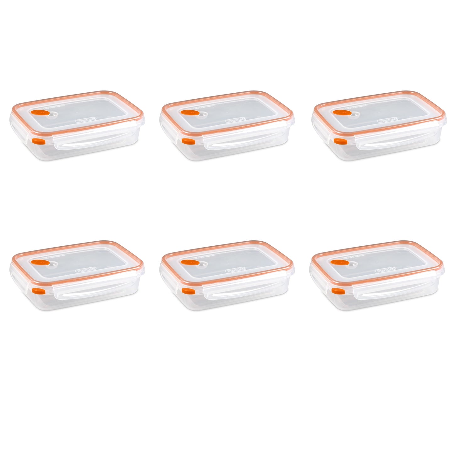 Sterilite Ultraâ€¢Sealâ„¢ 5.8 Cup Rectangle, Latching Food Storage Container, Airtight Watertight Seal, Orange, 6 Count