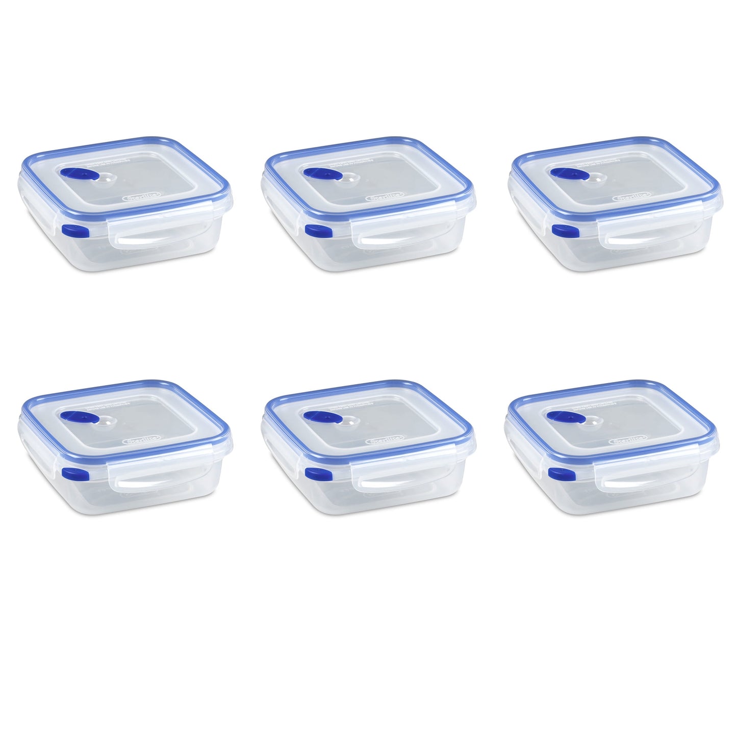 Sterilite Ultraâ€¢Sealâ„¢ 4.0 Cup Square, Latching Food Storage Container, Airtight Watertight Seal, Blue, 6 Count