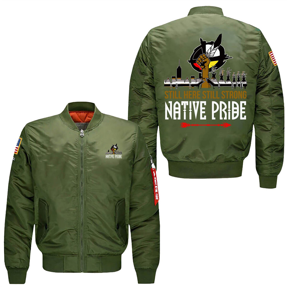 Still Here Still Strong Native Pride Bomber Jacket
