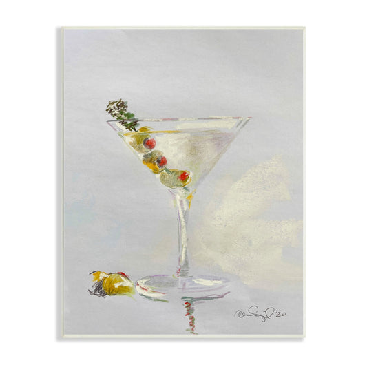 Stupell Industries Olive Martini Glass Cocktail Bar Classic Style , 10 x 15, Design by Alan Segal