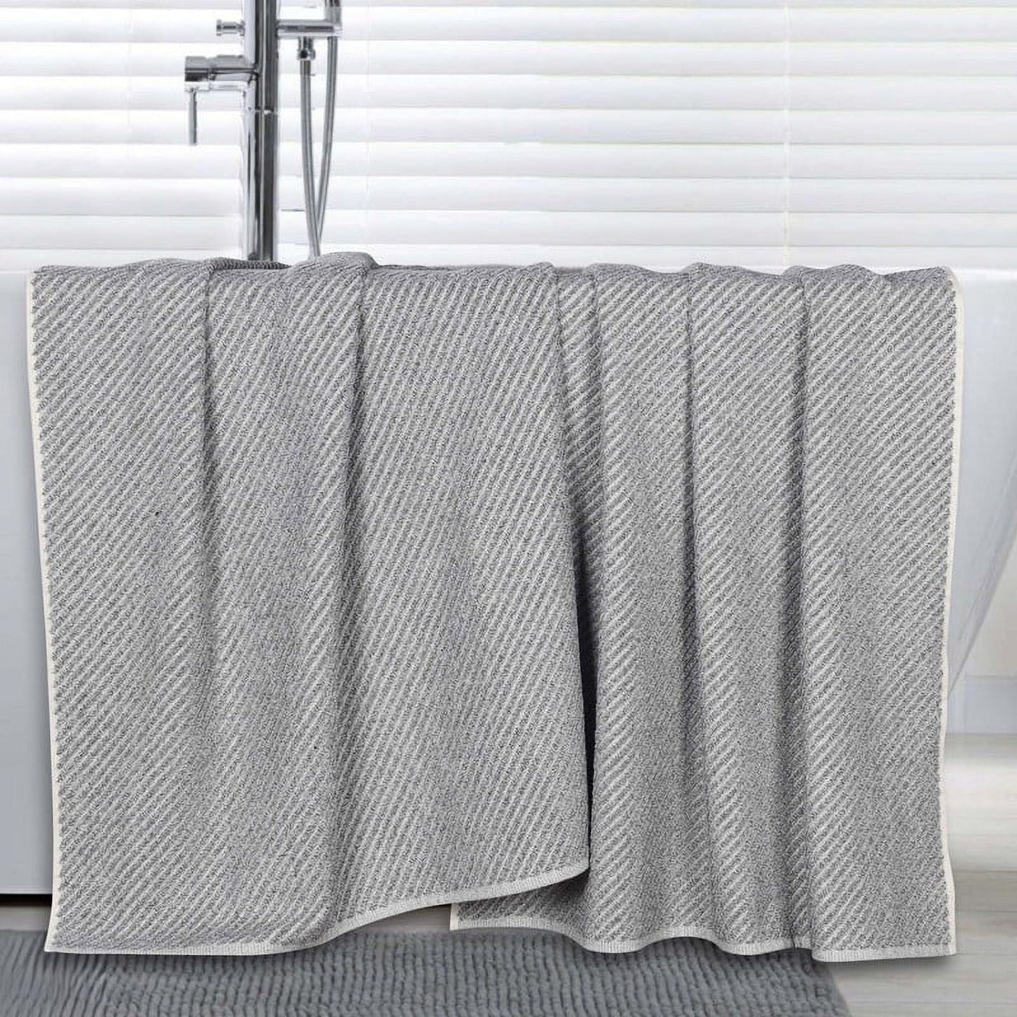 Superior Amelia Viscose Cotton Blend Medium Weight Bath Sheets, Set of 2, Denim Blue