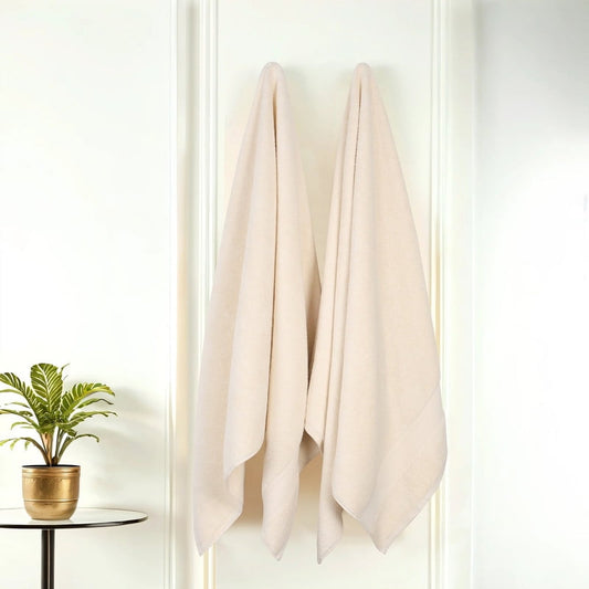 Superior Belmont 2 Piece Zero Twist Bath Sheets, Ultra Soft Cotton Towels, Ivory