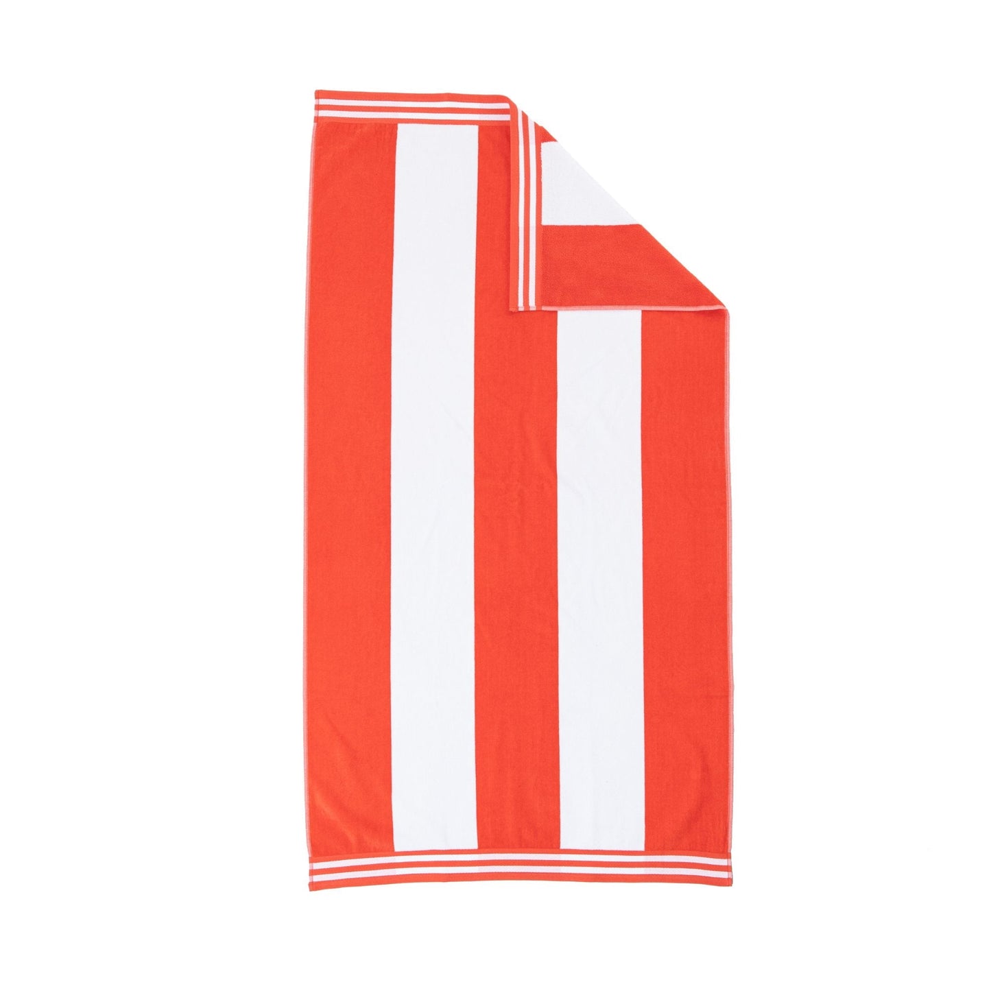Superior Cabana Striped 1-Piece Oversized Cotton Beach Towel, Coral