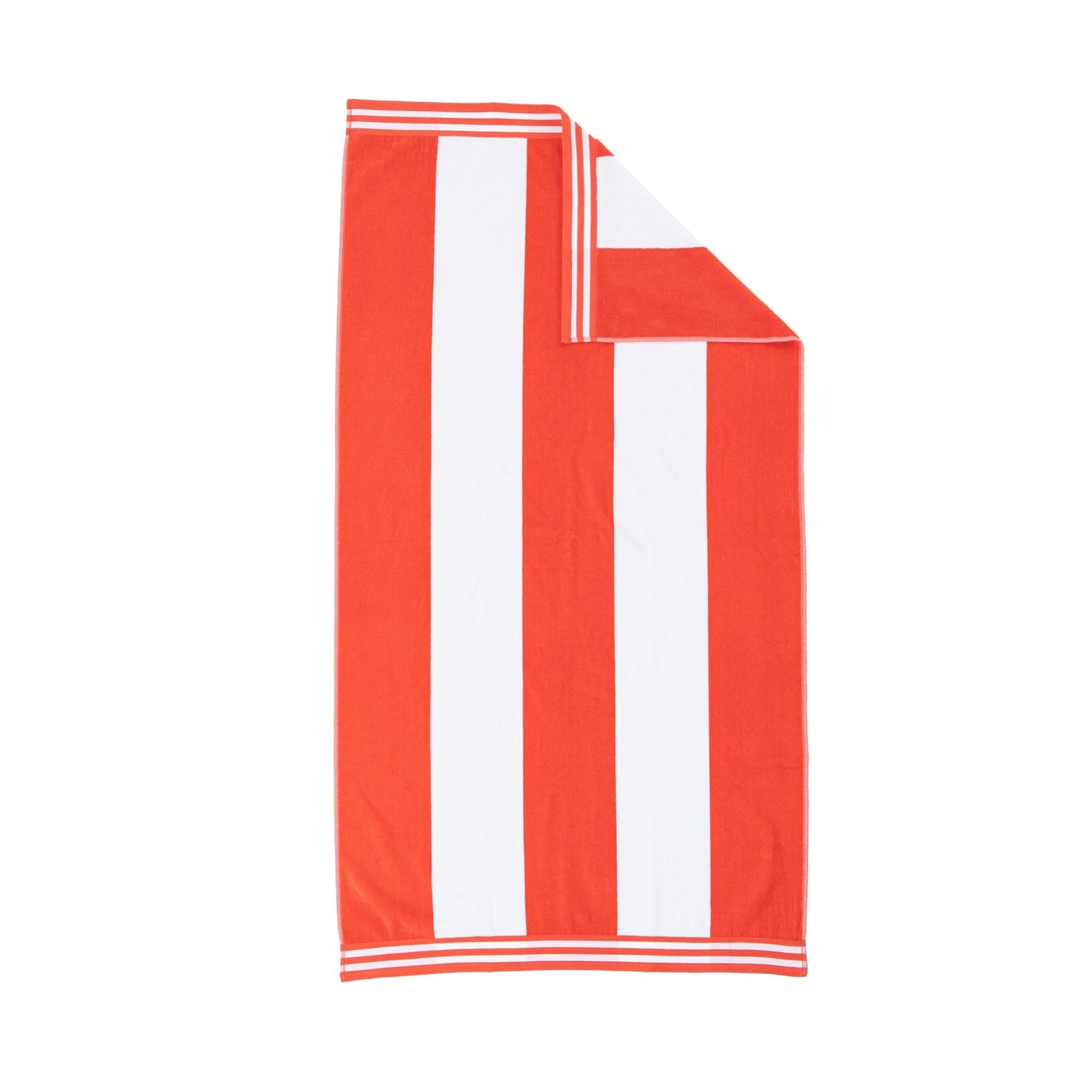 Superior Cabana Striped 1-Piece Oversized Cotton Beach Towel, Coral