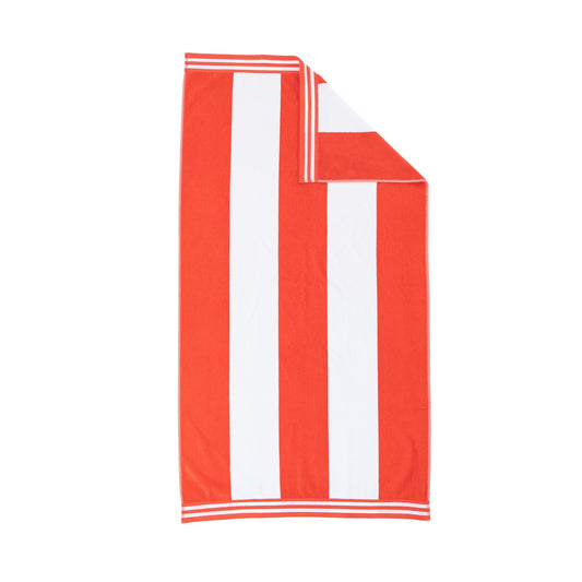 Superior Cabana Striped 4-Piece Oversized Cotton Beach Towel Set, Coral