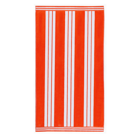 Superior Cotton Striped Oversized Beach Towel Set of 2, 34" x 64", Coral