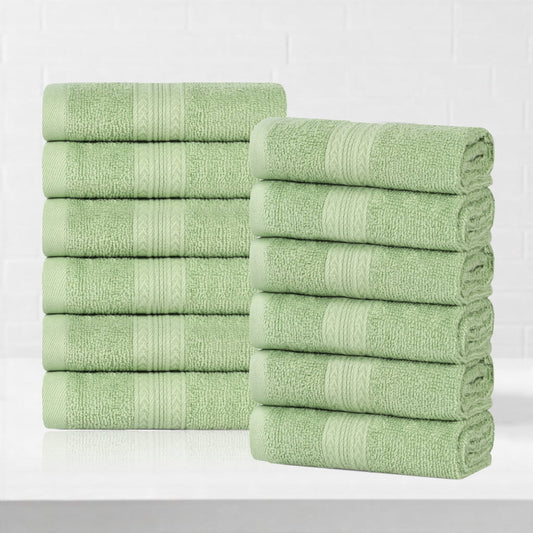 Superior Eco-Friendly Cotton 12-Piece, Terrace Green, Washcloth Set