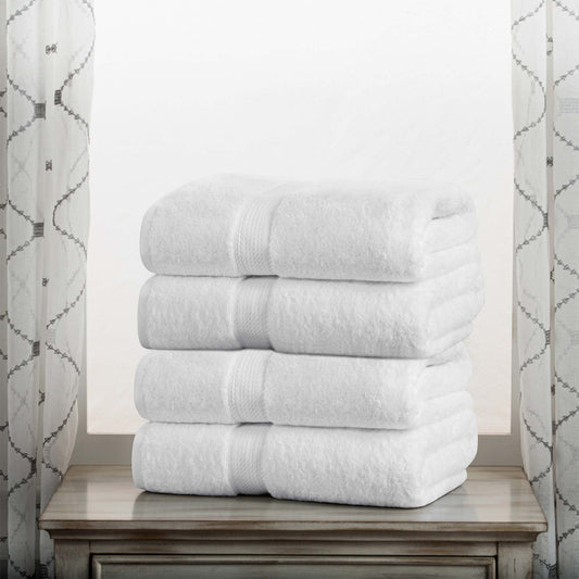 Superior 800 GSM Egyptian Cotton Heavyweight Bath Towel Set of 4, White