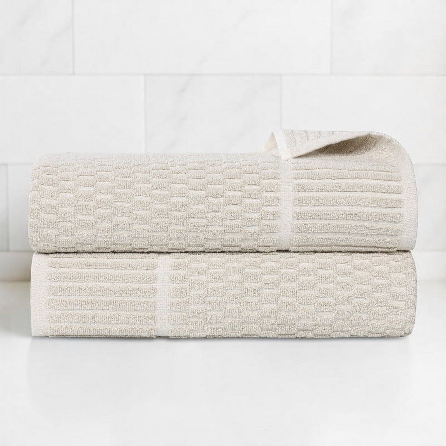 Superior Juno Viscose Cotton Blend Medium Weight Bath Towels, Set of 2, Beige