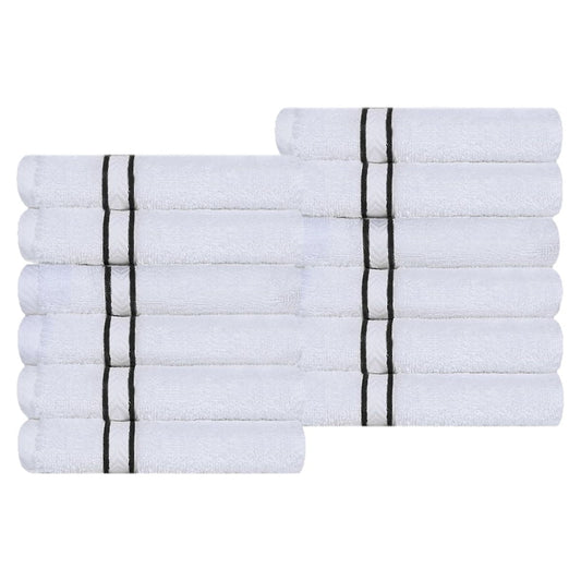 Superior Turkish Cotton 12-Piece Black Washcloth/Face Towel Set