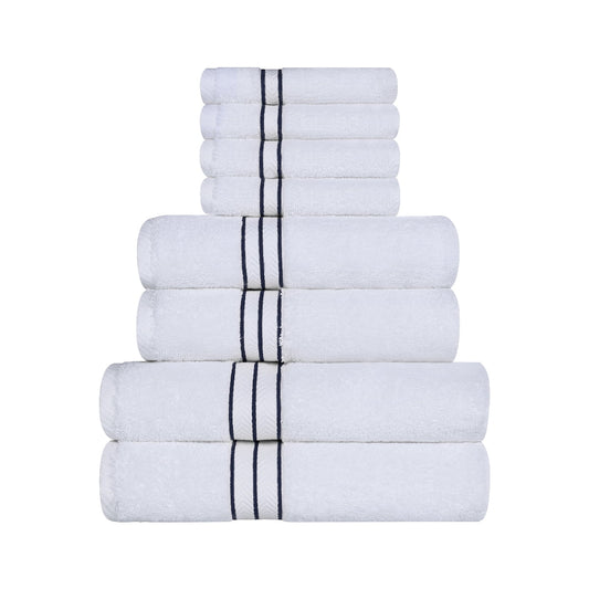 Superior Turkish Cotton Ultra-Plush 8-Piece Navy Blue Towel Set