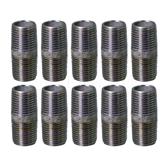 Supply Giant 1-1/4" x 4", Steel Pipe, pre cut Industrial Pipe, Threaded Pipe Nipples and Fittings, Build Vintage DIY Furniture, Galvanized (Pack Of 10)