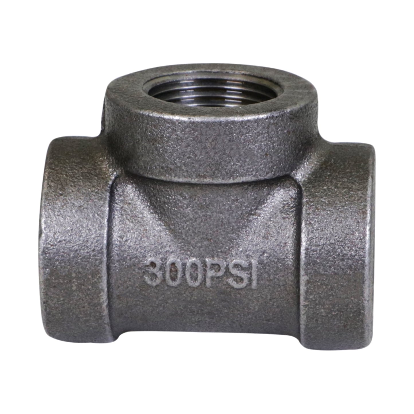 Supply Giant 2" Black Pipe Fitting Tee for Industrial Piping or DIY Projects, Cast Iron