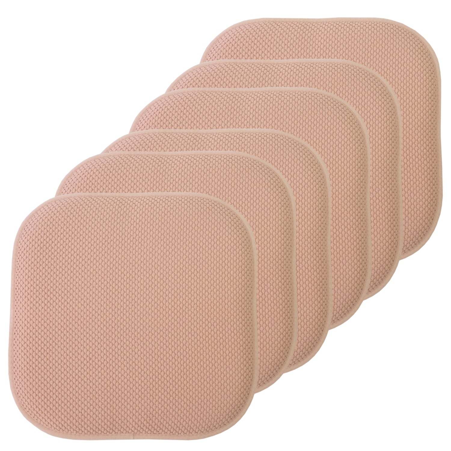 Sweet Home Collection Memory Foam Honeycomb Non-Slip Back 16" x 16" Chair Pad - Blush, 6 Pack