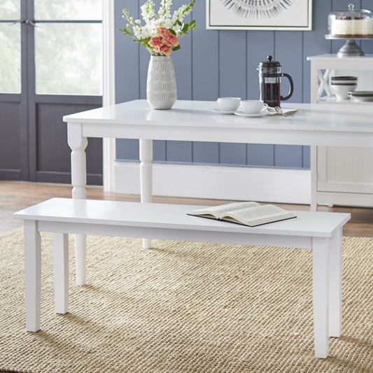 TMS Tiffany Wood Dining Bench, White