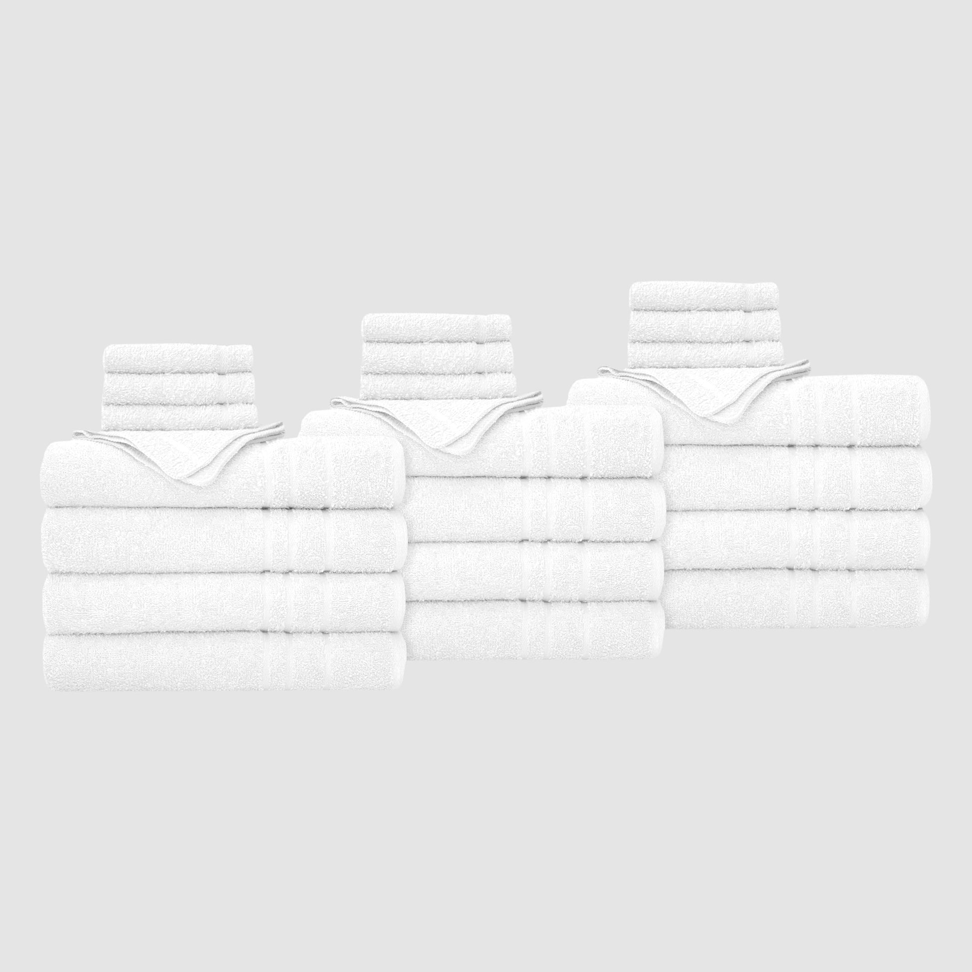 True Hue 24 Piece Cotton-Recycled Polyester Bleach Safe Bath Towel Set, White