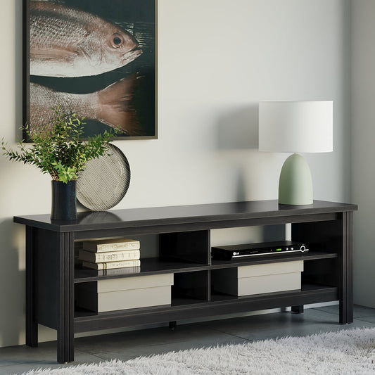 TV Stand for 65 Inch TV, Farmhouse Wood TV Cabinet with 4 Cubby for Living Room Bedroom,60 inch