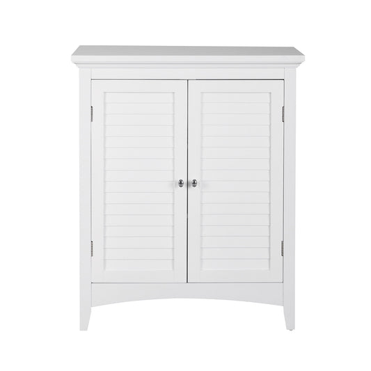 Teamson Home Glancy Freestanding Two-Door Floor Accent Cabinet with Faux Louvered Doors, White