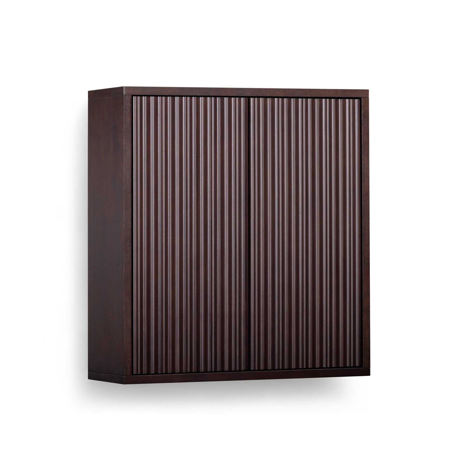 Teamson Home Tremolo Modern Boho 2-Door Wall Cabinet with Push-Open Design, Solid Wood & Fluted Fronts