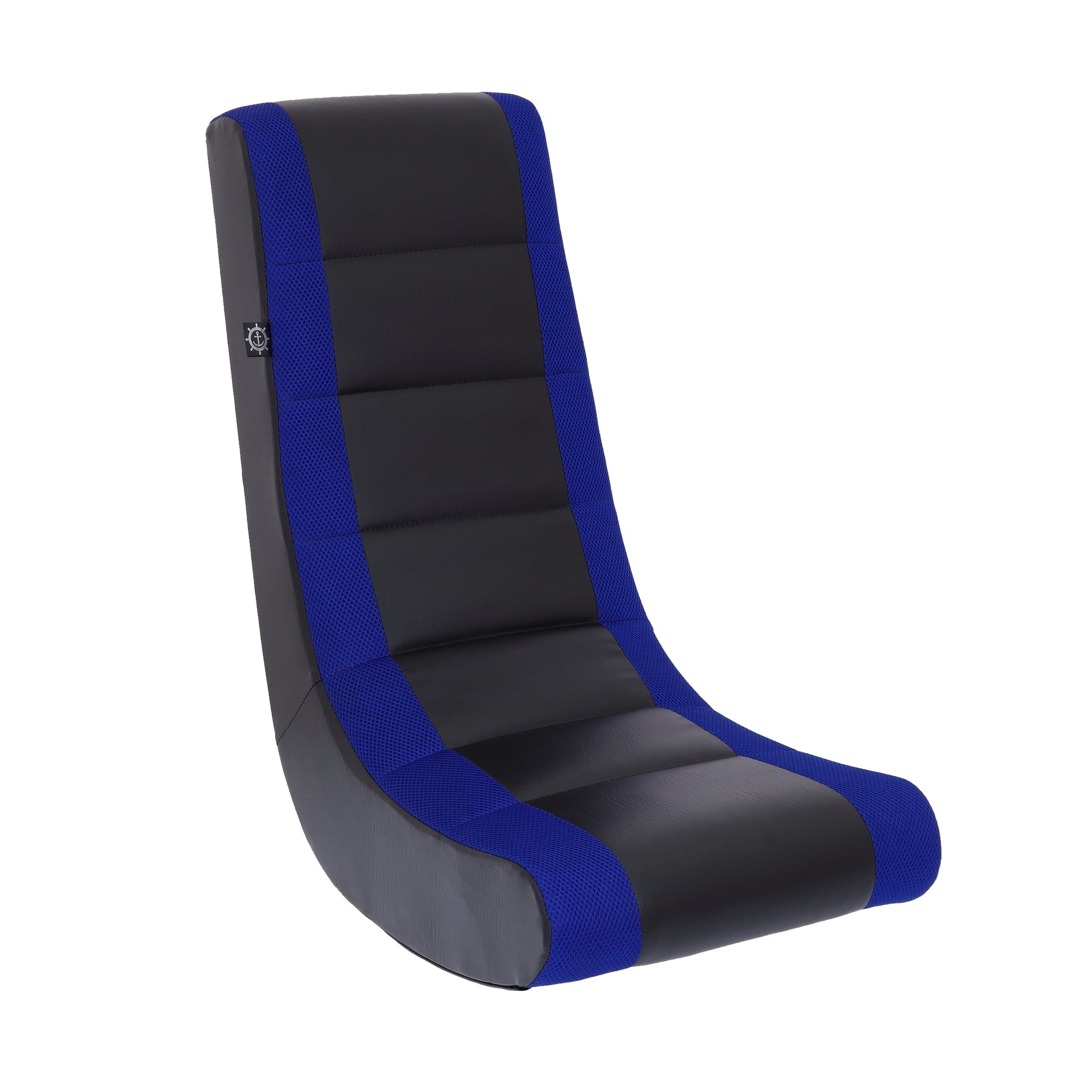 The Crew Furniture Classic Silla Mecedora de Piso Gamer, NiÃ±os y Adolescentes, Cuero SintÃ©tico PU y Malla de PoliÃ©ster, Negro/azul