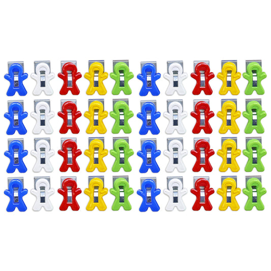 The Pencil Grip Magnet Man Magnetic Clip, Assorted Colors, 40-Piece Bucket