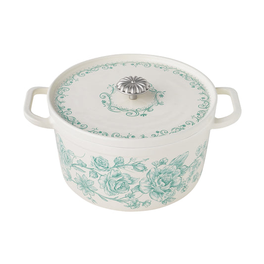 The Pioneer Woman Agatha Enameled Cast Iron 5-Quart Dutch Oven, Green Floral