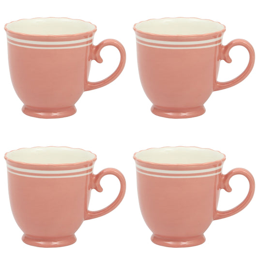 The Pioneer Woman Ainsley Ceramic Mug Set, Coral, 4-Pack