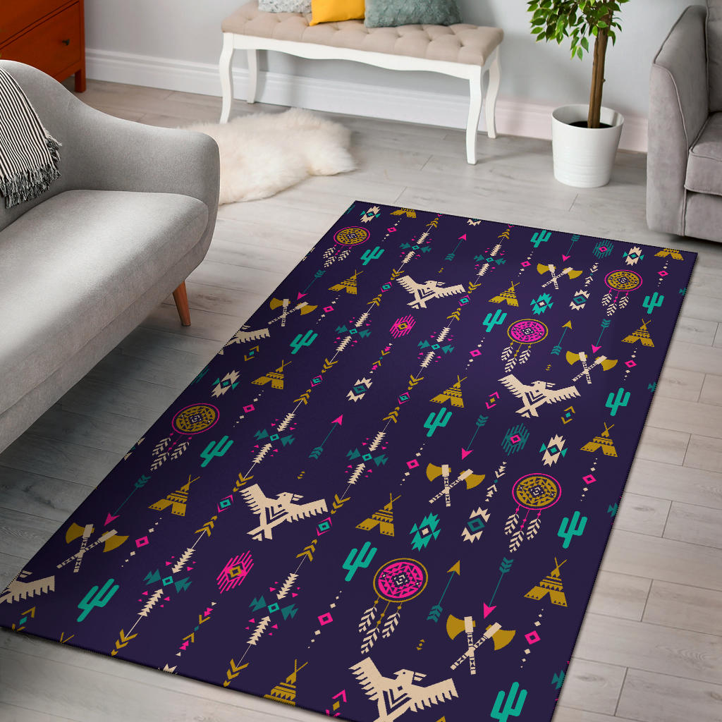 Thunderbird Pattern Blue Area Rug