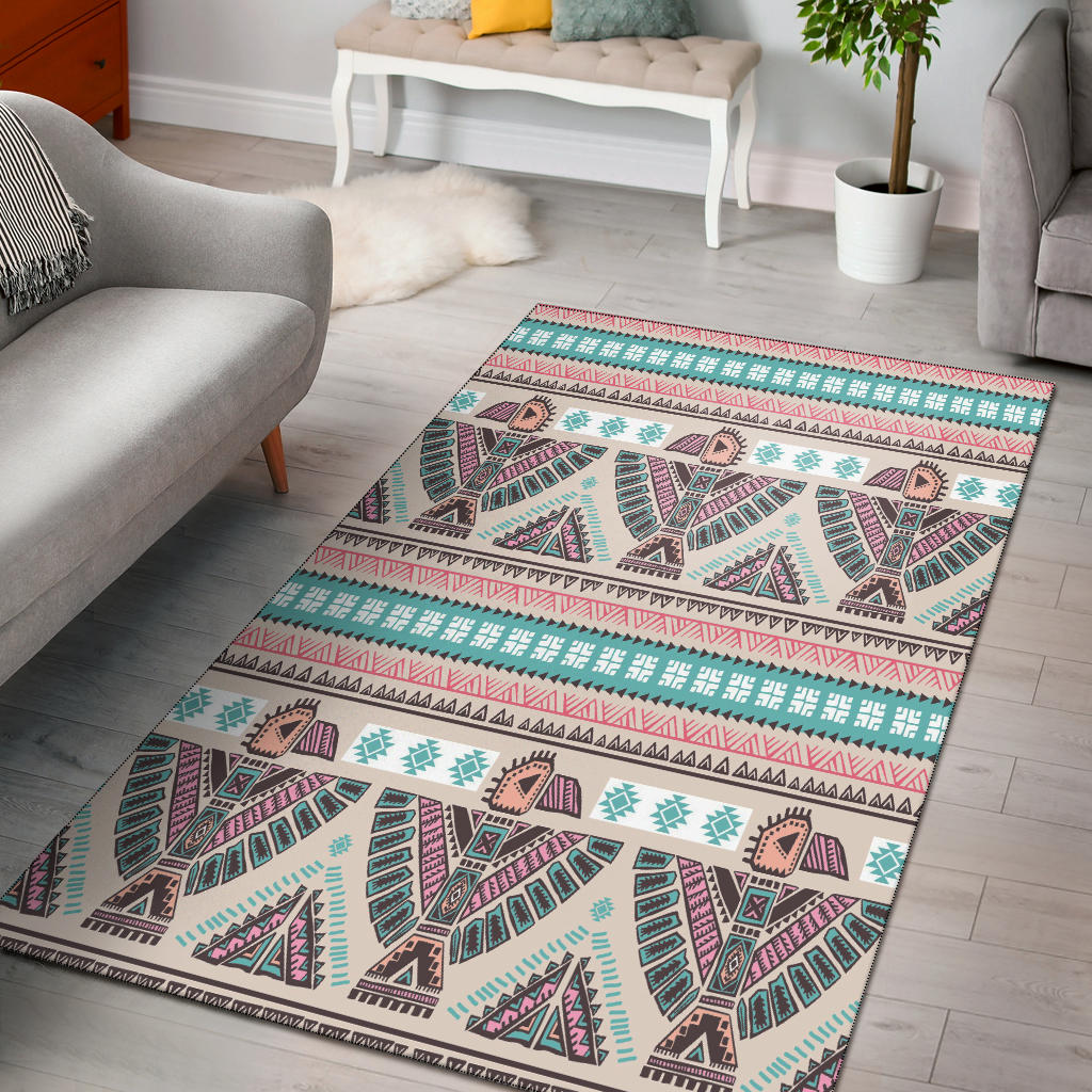 Thunderbird Pattern Pink Area Rug