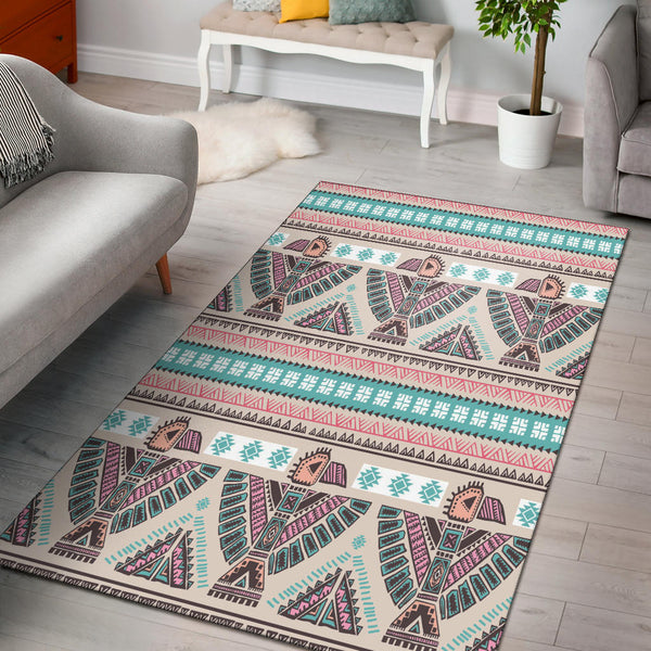 Thunderbird Pattern Pink Area Rug