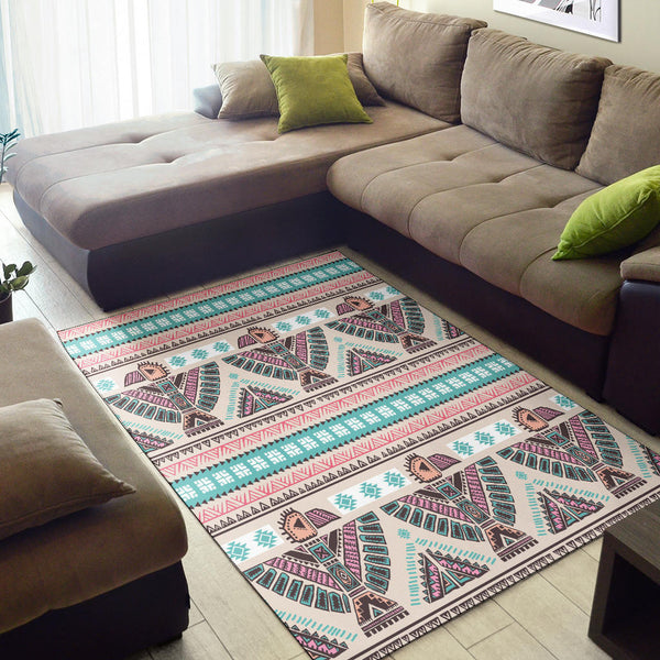 Thunderbird Pattern Pink Area Rug