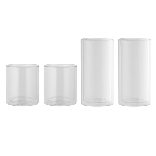 Thyme & Table 13 fl oz & 16 fl oz Clear Double Wall Drinking Glasses, Set of 4