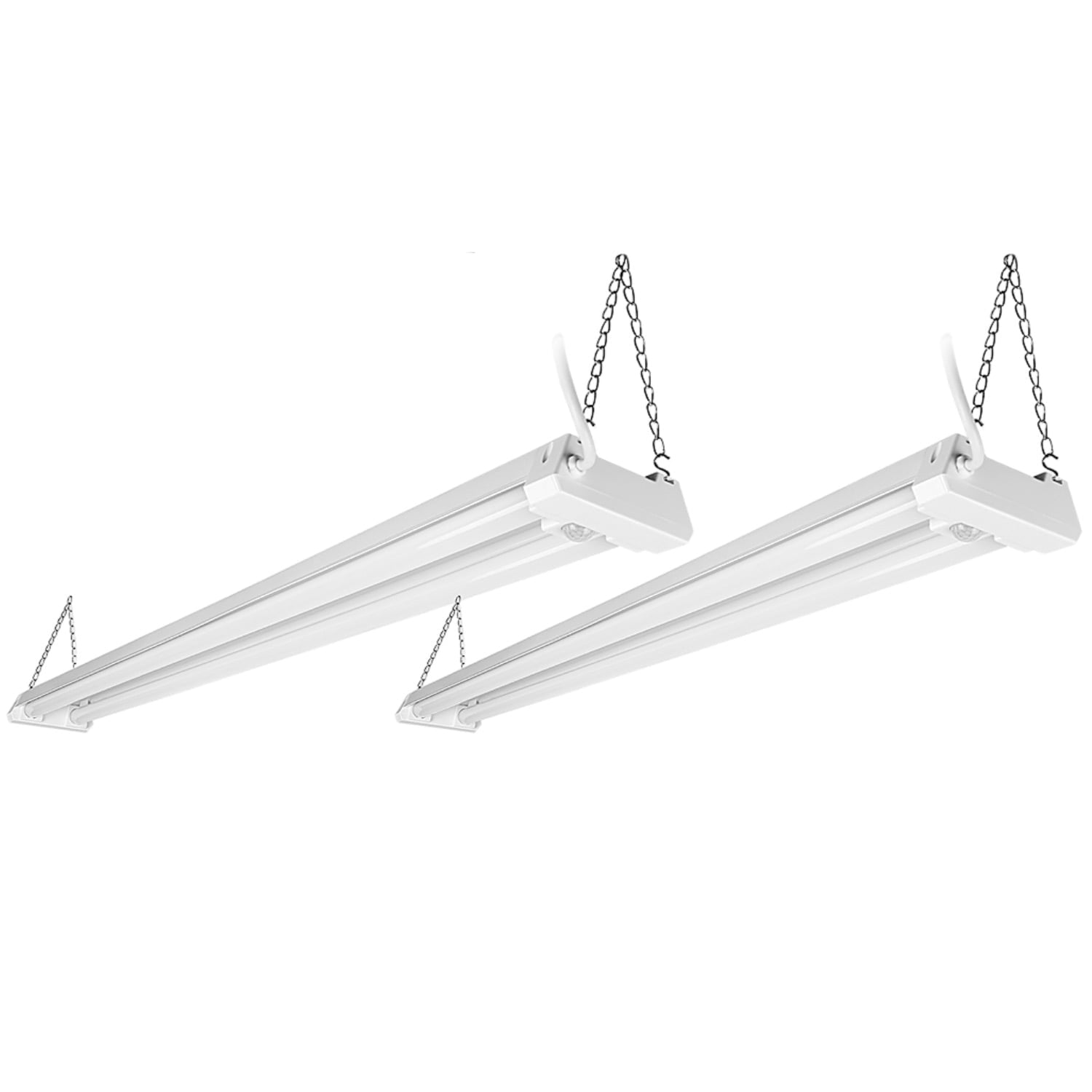 2 Pack Motion Sensor 4FT LED Utility Shop Light, 40W Plug in Linkable Light Fixtures, 5000K Daylight