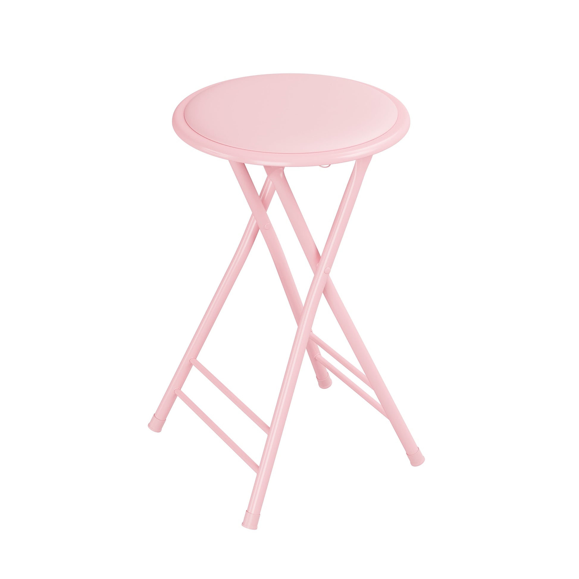 Lavish Home Backless 24-Inch Folding Stool with 225lb Capacity (Pink)