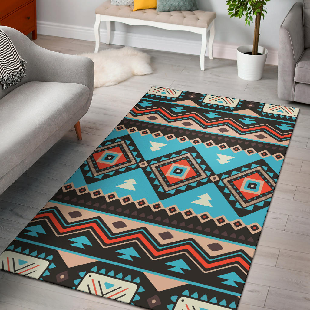Tribal Line Shapes Ethnic Pattern Area Rug