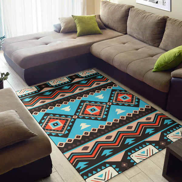Tribal Line Shapes Ethnic Pattern Area Rug
