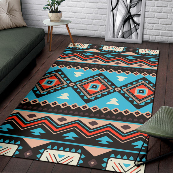 Tribal Line Shapes Ethnic Pattern Area Rug