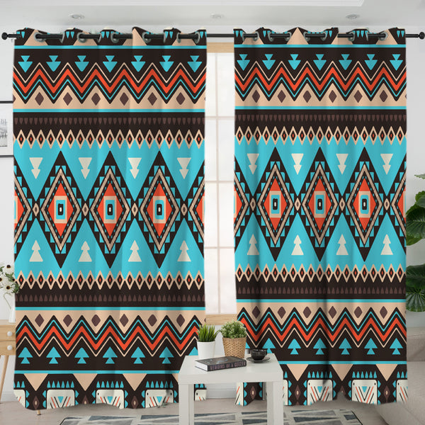 Tribal Line Shapes Ethnic Pattern Living Room Curtain