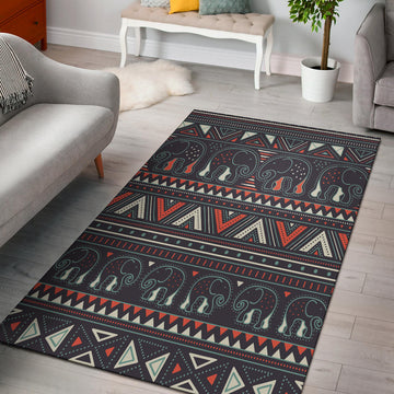 Tribal Pattern Elephants Area Rug