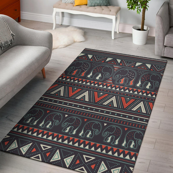 Tribal Pattern Elephants Area Rug