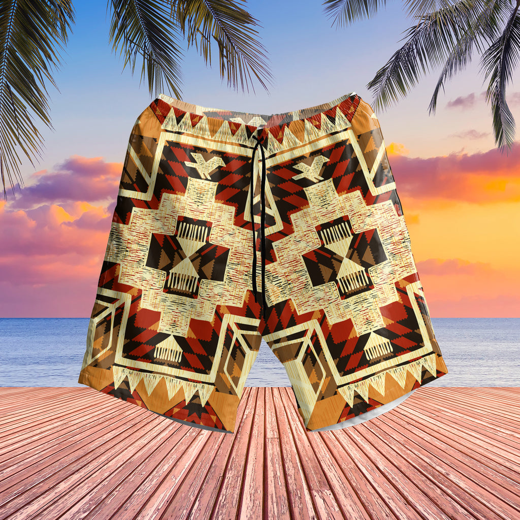 Tribal Yellow Arrow Hawaiian Shorts