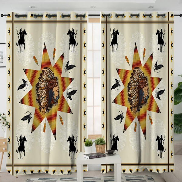 Tribe Chief &amp Warriors Native American Living Room Curtain