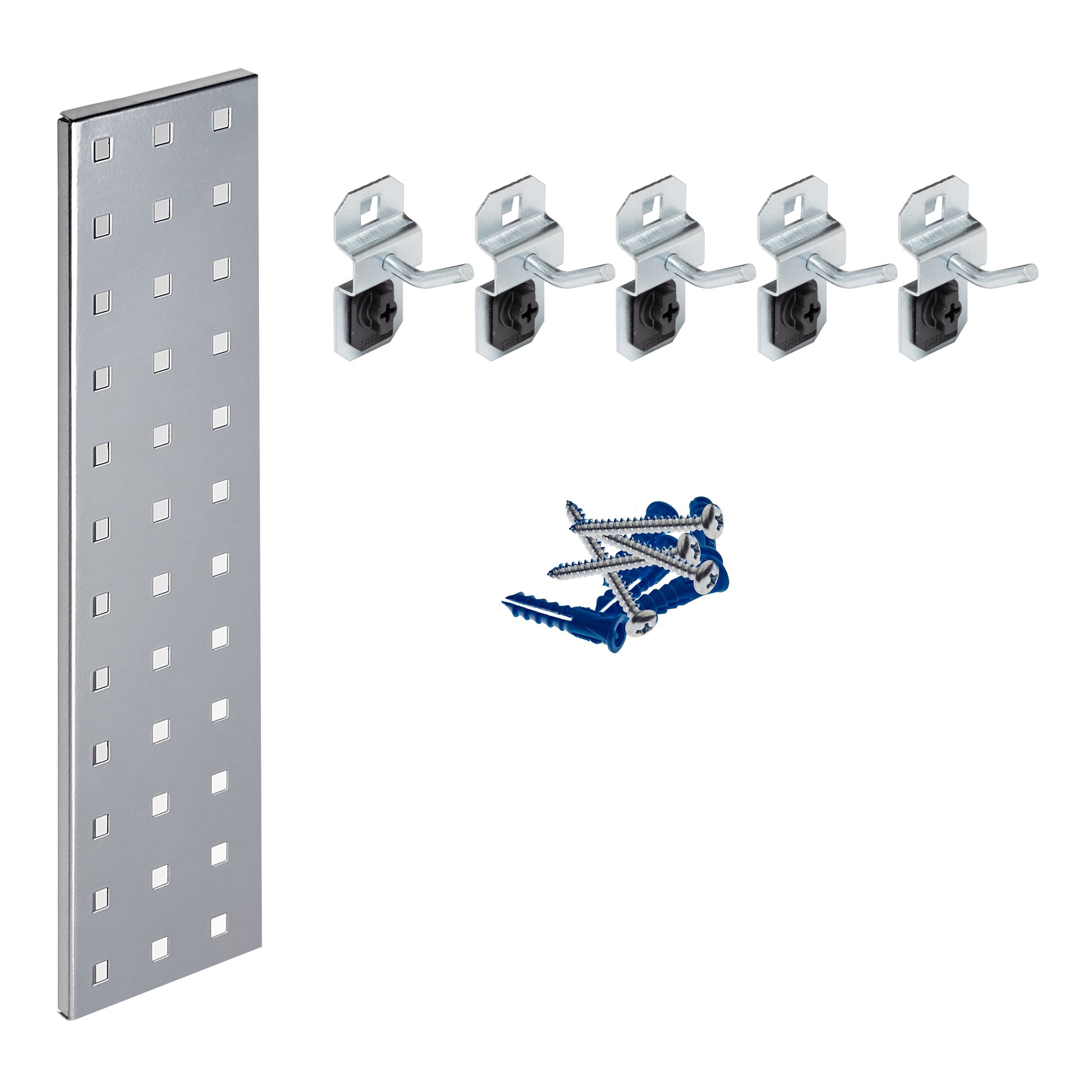 Triton ProductsÂ® LBS18K-SLV Silver Pegboard Kit with (1) 18" x 4.5" Steel Pegboard and 6 LocHooks