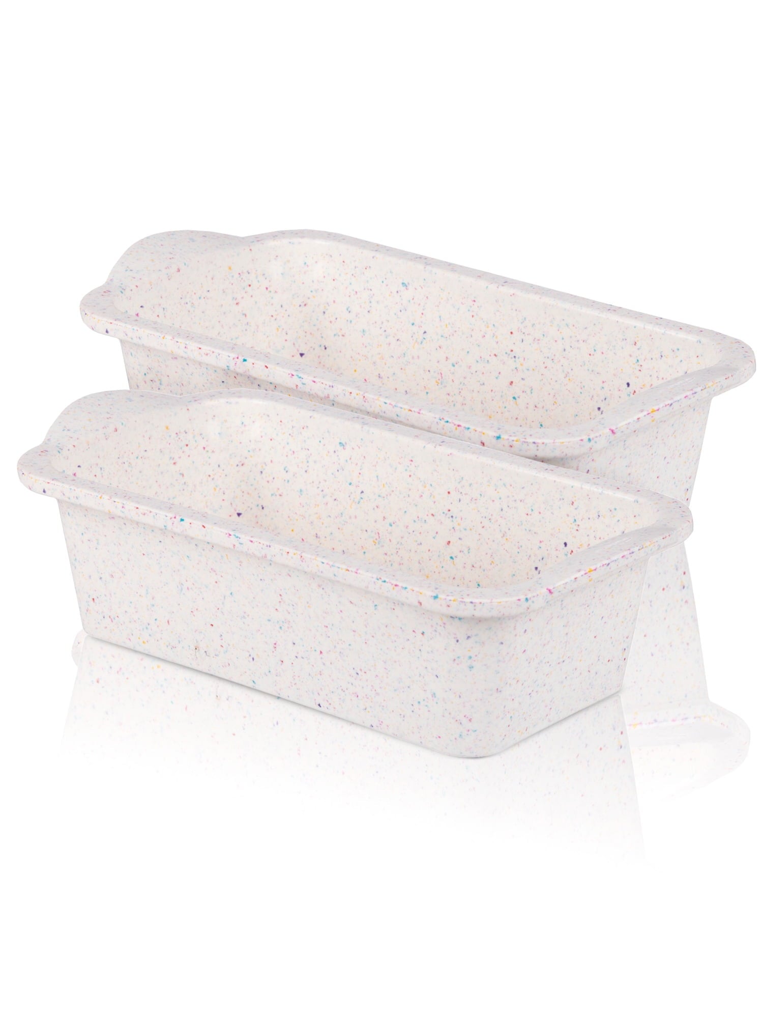 Trudeau Silicone Loaf Pan Rainbow, 2 Pack, 8.5 x 4.5 in, Granite, Dishwasher Safe, Easy Release
