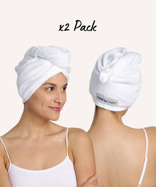 (2 pack) Turbie Twist Microfiber Hair Towel Wrap - 1 Pack - For Women, Men & Kids - Travel & Bathroom Essential - Quick Dry Hair Turban for Curly, Long & Thick Hair (Assorted Colors)