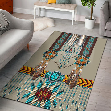 Turquoise Blue Pattern Breastplate Native American Area Rug